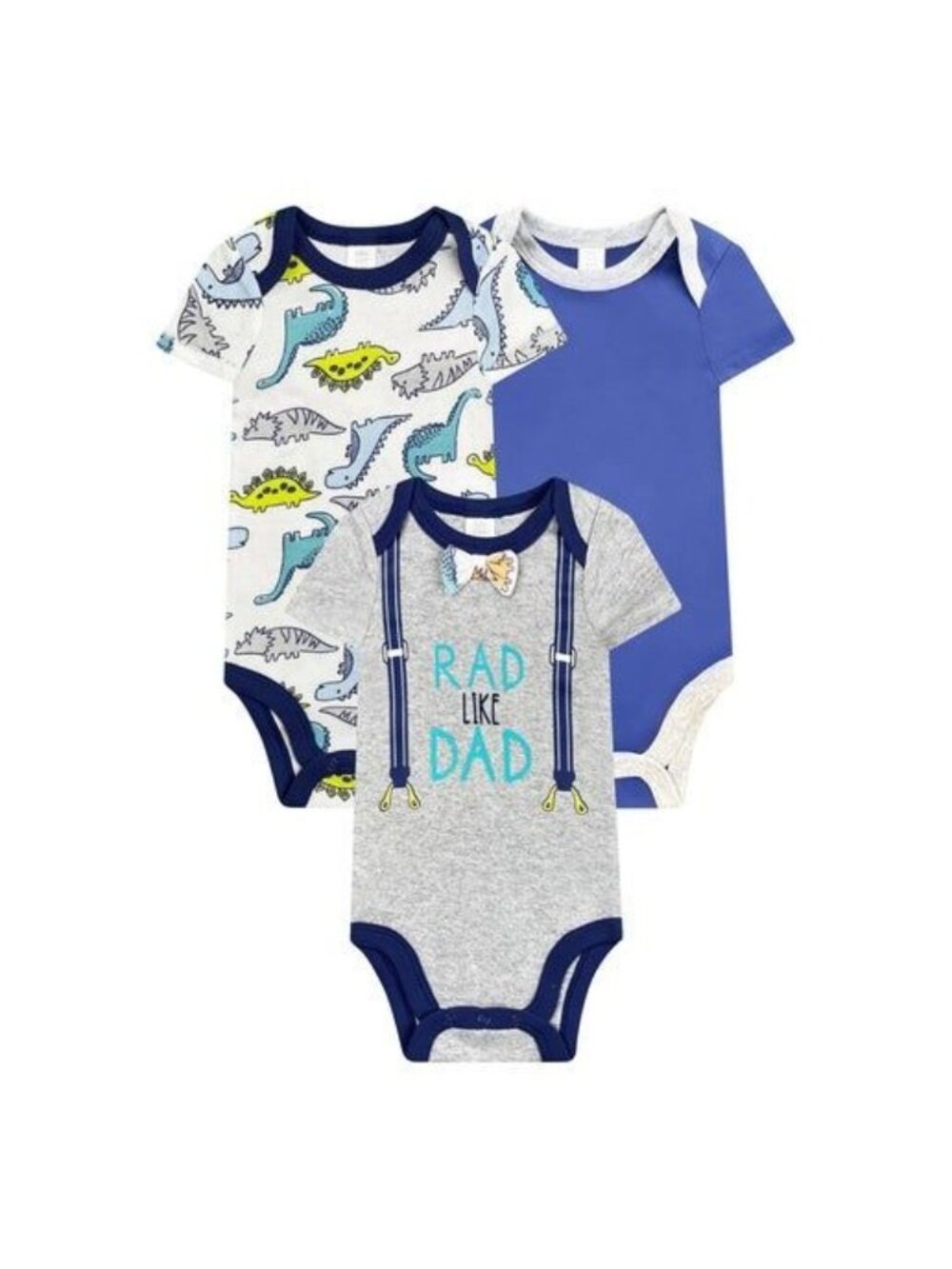 Baby Kiss 3Pk Short Sleeve Bodysuits - Rad Like Dad 3 - 6 Months